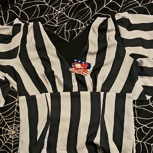 Pinup Couture Tops - PUG beetlejuice Striped Top, BNWT